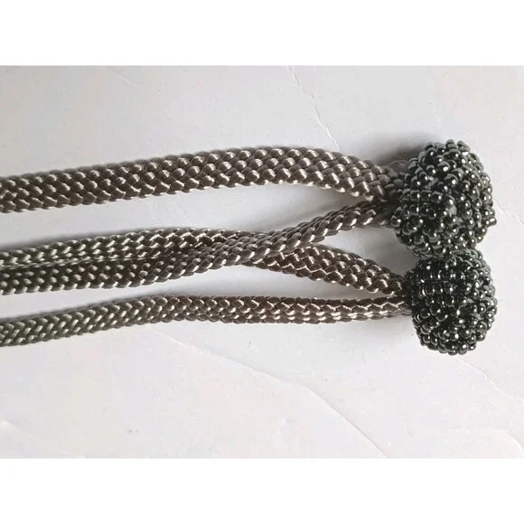 Vintage Christian Dior Ceinture Sash Belt Hand Beaded Grey Satin - Picture 6 of 7